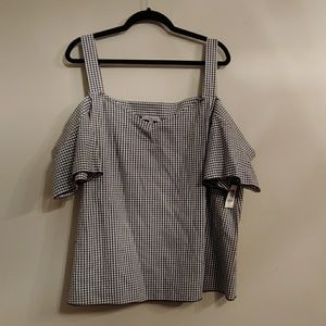 Gingham Cold Shoulder top
